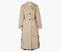 Trenchcoat aus Baumwoll-Gabardine mit floralem Print und Chiffon-Einsätzen