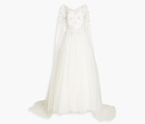 Anemone gerafftes Brautkleid aus Tüll mit Verzierung