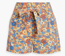 Shorts aus Baumwollpopeline mit floralem Print