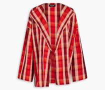 Drapierte Jacke aus kariertem Taft aus einer Leinen-Seidenmischung