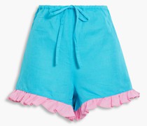 Sienna Pyjama-Shorts aus einer Bio-Baumwoll-Leinenmischung mit Rüschen