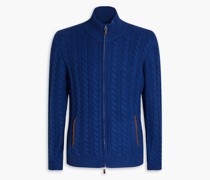 The Richmond Pullover aus Kaschmir mit Zopfstrickmuster und Reißverschluss