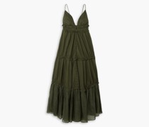 Liana 2.0 gestuftes Maxikleid aus Leinen-Gaze mit Rüschen