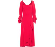 Drapiertes Maxikleid aus Woll-Crêpe mit Cut-outs