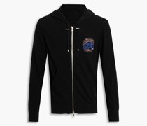 Hoodie aus einer Kaschir-Wollischung it Applikationen und Kapuze