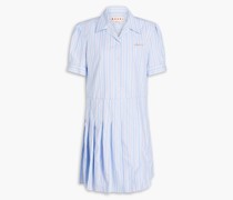 Hemdkleid aus Baumwollpopeline inMinilänge mit Falten und Streifen