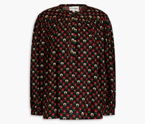 Melo gathered floral-print crepe de chine blouse