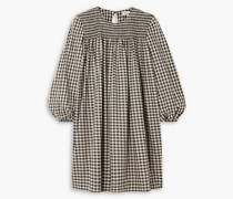 Fauve Minikleid aus Baumwolle mit Gingham-Karo und Raffung