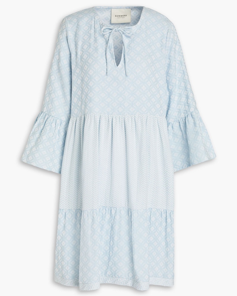 SUMMERY COPENHAGEN Damen Zoe gerafftes Minikleid aus Baumwoll-Jacquard