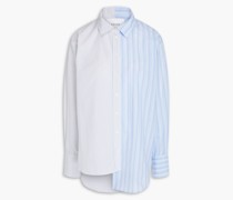 Asymmetrisches zweifarbiges Hemd aus Baumwollpopeline mit Streifen