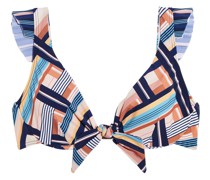 Bedrucktes Bikini-Oberteil mit Bügel und Knotendetail