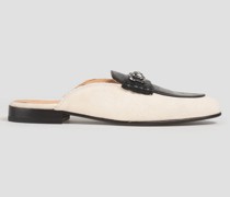 Slippers aus Canvas und Leder mit Krokodileffekt