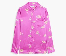 Hemd aus Seidensatin mit floralem Print