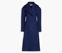 Brushed felt-paneled wool-blend tweed coat
