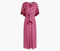Jacynda Midikleid aus Jacquard mit Print und Troddeln