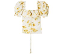 Trixie floral-print cotton and silk-blend voile top