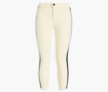 Cropped striped cotton-blend velvet skinny pants 25
