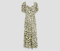 Jade leopard-print crepe midi dress