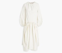 Ethulia drapiertes Midikleid aus Gabardine mit Streifen und Raffung
