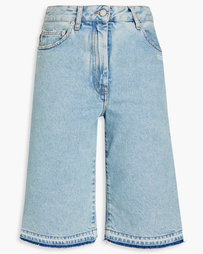 OFF-WHITE Damen Bedruckte Jeansshorts inDistressed-Optik