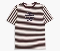 T-Shirt aus Baumwoll-Jersey mit Verzierung und Streifen