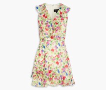 Cece Minikleid aus Seiden-Georgette mit floralem Print und Rüschen