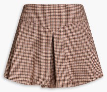 Pleated Prince of Wales checked tweed shorts