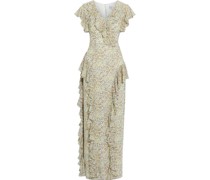 Maxikleid aus Chiffon mit floralem Print und Rüschen