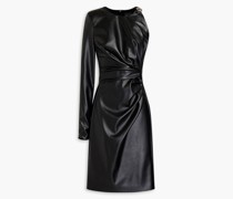 Minikleid aus Kunstleder mit Raffung und asymmetrischer Schulterpartie