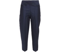 Cropped shantung tapered pants