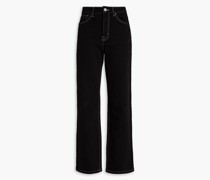 Hoch sitzende Jeans mit geradem Bein und Logostickerei 27