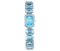 Uhr, Armband im Oktagon-Schliff, Blau, Edelstahl