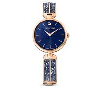 Dream Rock Uhr, Schweizer Produktion, Metallarmband, Blau, Roségoldfarbenes Finish