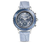 Octea Lux Chrono Uhr, Schweizer Produktion, Lederarmband, Blau, Edelstahl