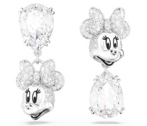 Disney Minnie Mouse Drop-Ohrhänger, Asymmetrisches Design, Weiß, Rhodiniert