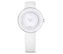 Crystalline Lustre Uhr, Schweizer Produktion, Lederarmband, Weiß, Edelstahl