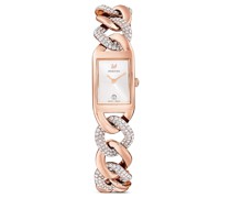 Cocktail Uhr, Schweizer Produktion, Pavé, Metallarmband, Roséfarben, Roségoldfarbenes Finish