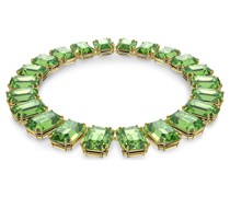 Millenia Halskette, Übergroße Kristalle, Oktagon-Schliff, Grün, Goldlegierungsschicht