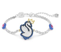 Pop Swan Armband, Schwan, Blau, Rhodiniert