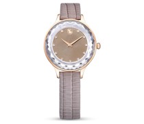 Octea Nova Uhr, Schweizer Produktion, Lederarmband, Beige, Roségoldfarbenes Finish