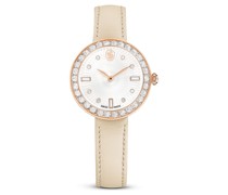 Certa Uhr, Schweizer Produktion, Lederarmband, Beige, Roségoldfarbenes Finish