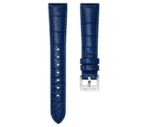 Uhrenarmband, 17 mm Breite, Leder mit Ziernähten, Blau, Edelstahl