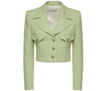Sequined tweed boxy cropped blazer