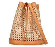 BEUTELTASCHE AUS LEDER UND RATTAN 'BENNA“