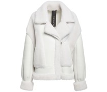 BIKERJACKE AUS LEDER UND SHEARLING