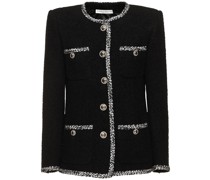 Wool bouclé blazer w/ trim
