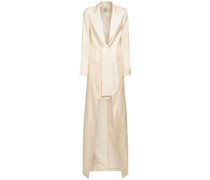 Langer Blazer-Mantel aus Seidengazar mit Knoten
