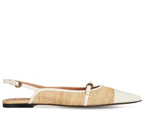 20MM HOHE RAFFIA- UND LEDERSCHUHE
