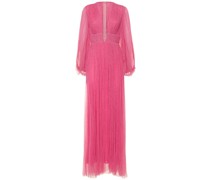 LANGES KLEID AUS TÜLL MIT RÜSCHEN