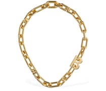 B chain thin brass necklace